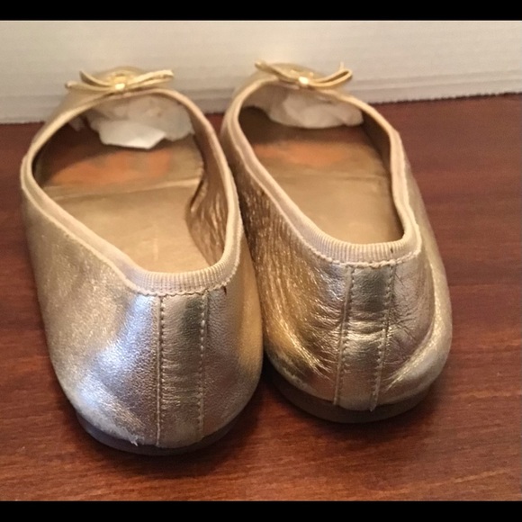 Prada Gold Leather Flats Bow Made in Italy 7 - Picture 3 of 9
